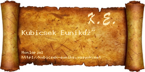 Kubicsek Euniké névjegykártya